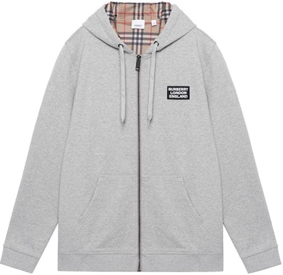 Burberry Grey Unisex Hoodie with Solid Logo Patch Design 8026221 Order Burberry Grey Unisex Hoodie with Solid Logo Patch Design 8026221