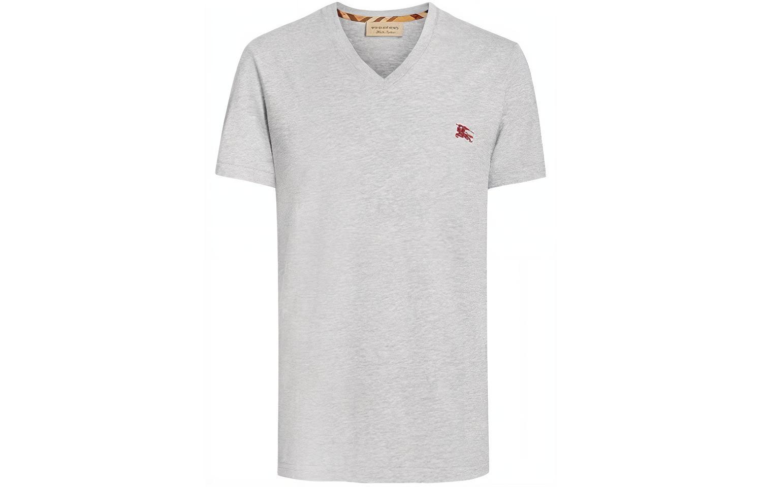 Burberry Grey V-Neck Knit Short Sleeve T-Shirt 80038341 圖 2