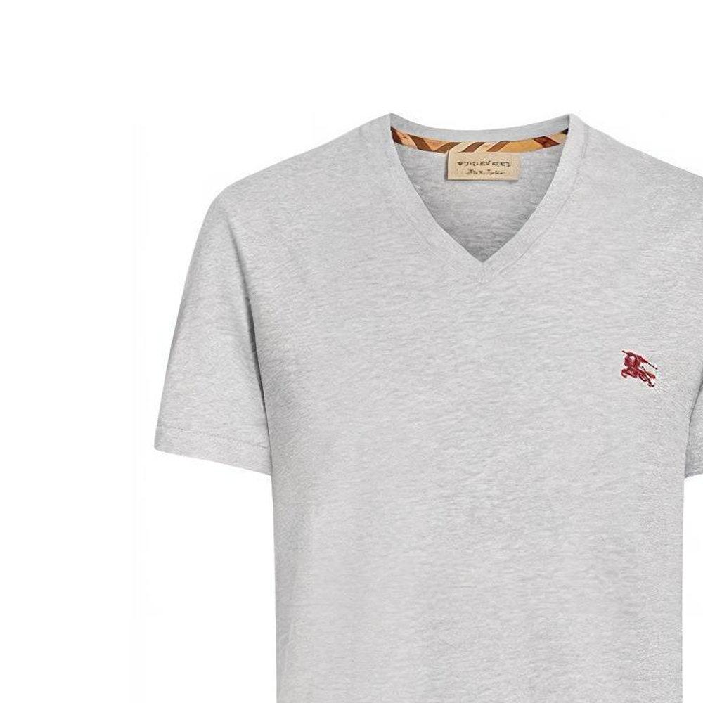 Burberry Grey V-Neck Knit Short Sleeve T-Shirt 80038341 圖 6