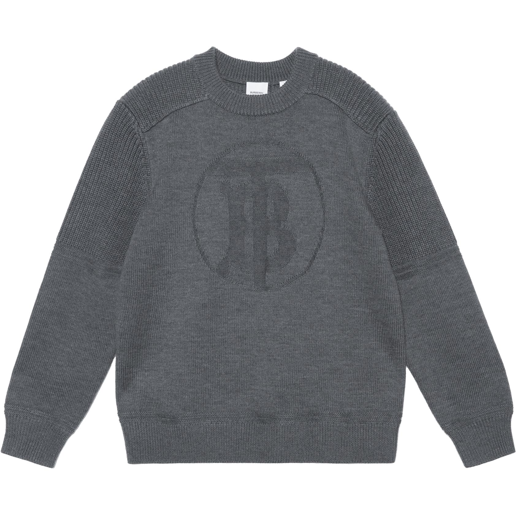 Burberry Grey Wool Sweater with Embossed Logo and Monogram Design. 80481341 圖 2