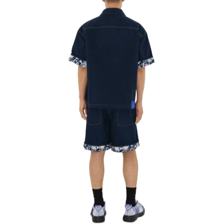 Burberry Heavyweight Denim Short Sleeve Shirt  Indigo Blue Classic Style 80807821 圖 5