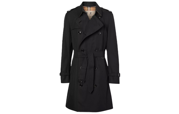Buy Burberry Heritage Black Trench Coat with Check Lining Pockets 40737431