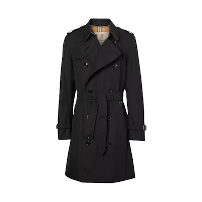 Burberry Heritage Black Trench Coat with Check Lining Pockets 40737431