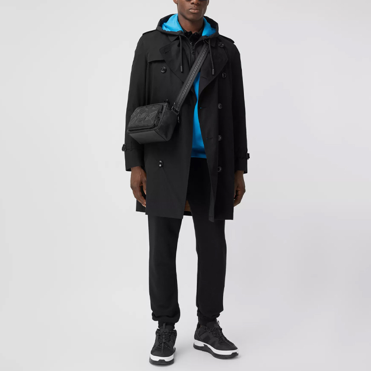 Purchase Burberry Heritage Black Trench Coat with Check Lining Pockets 40737431