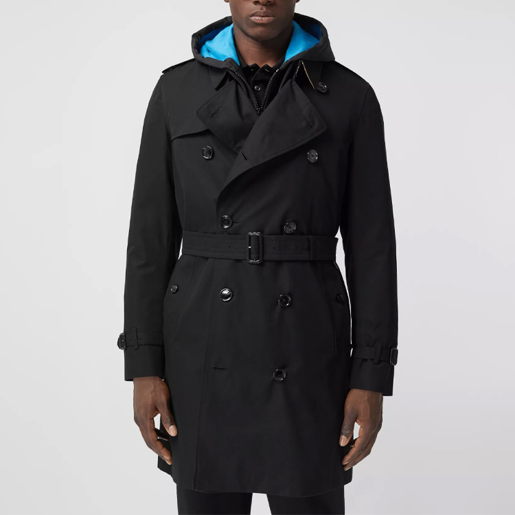 Details for Burberry Heritage Black Trench Coat with Check Lining Pockets 40737431