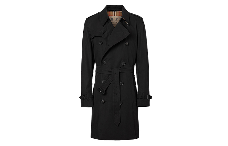Burberry Heritage Kensington Mid-Length Trench Coat Black 80280901