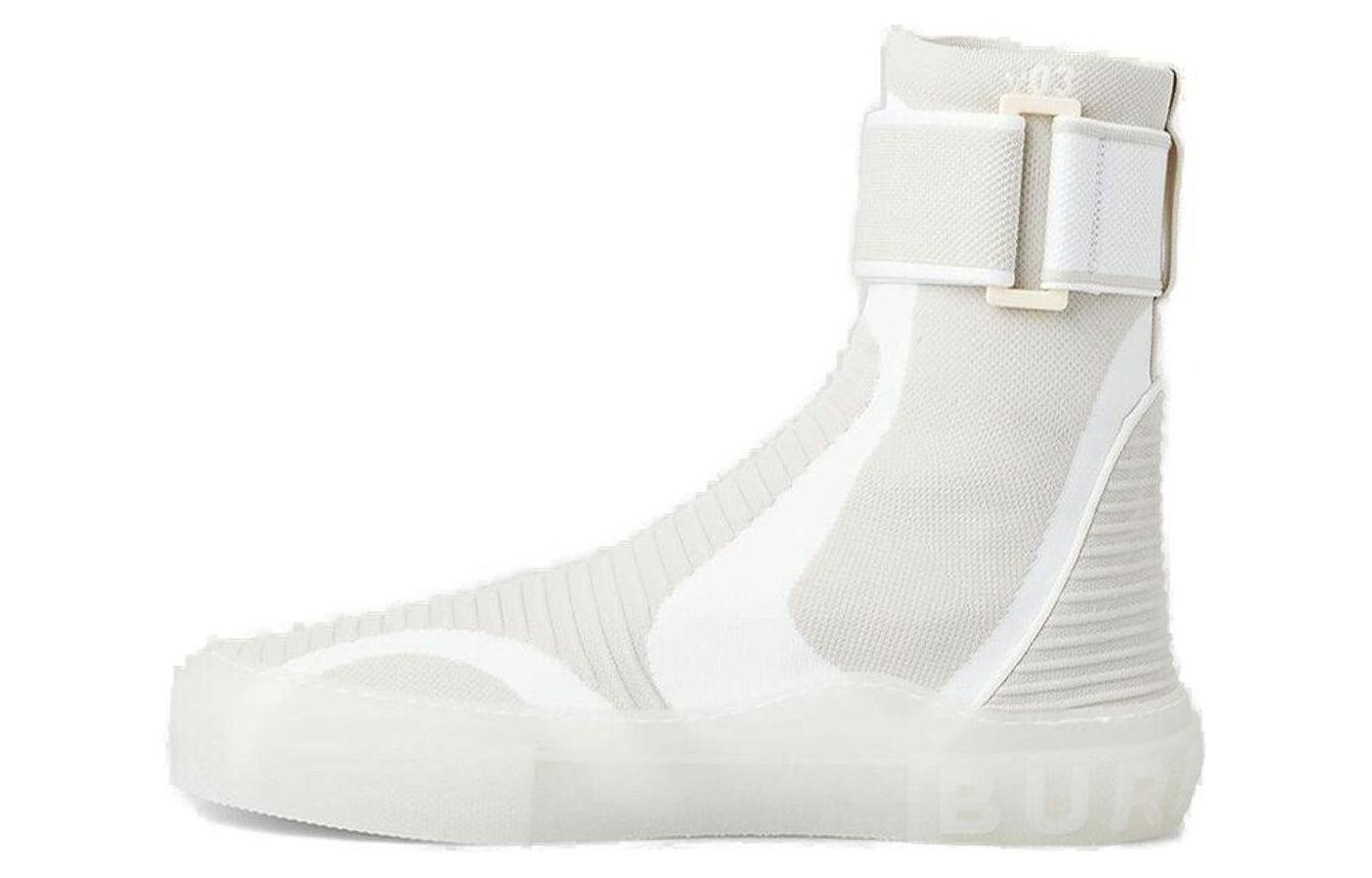 Burberry High-Top Knit Elastic Nylon Sneaker 'White'