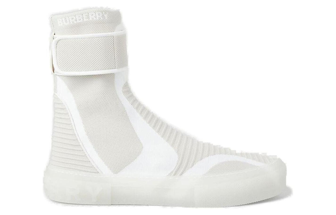 Burberry High-Top Knit Elastic Nylon Sneaker 'White' 圖 2