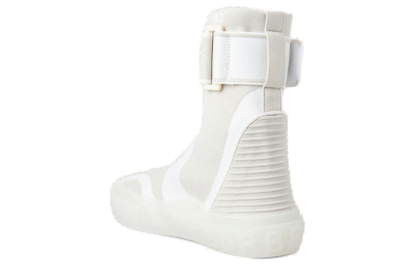 Burberry High-Top Knit Elastic Nylon Sneaker 'White' 圖 3