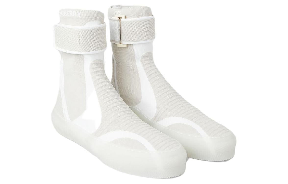 Burberry High-Top Knit Elastic Nylon Sneaker 'White' 圖 5