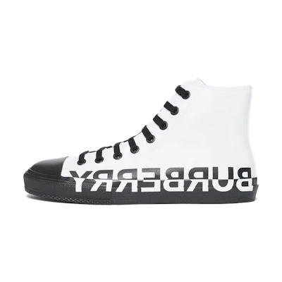 Burberry High-Top Canvas Sneaker 'Logo Print Black and White'