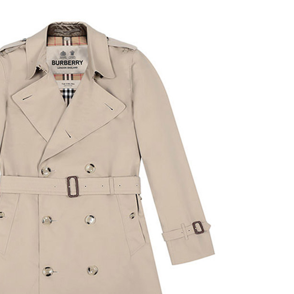 Sizing Burberry蜂蜜色雙排扣中長款風衣長袖外套. 80458641