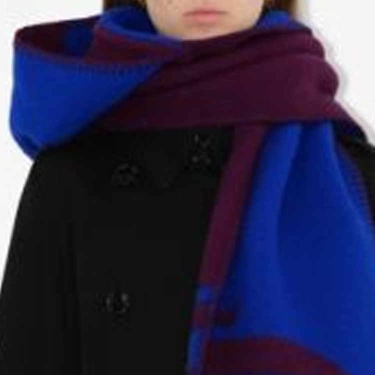 Burberry Hooded Wool Knit Scarf Unisex Couple Design in Navy Blue. 80907731 圖 4