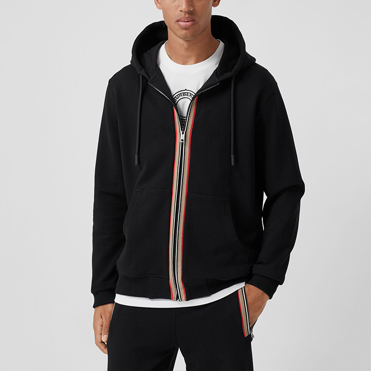 Burberry Hoodie Black with Iconic Stripe Trim 80333911 圖 5