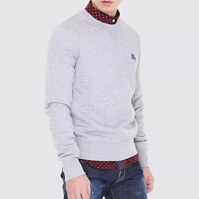 博柏利马标刺绣灰色男士圆领卫衣 39297581 Shop 博柏利马标刺绣灰色男士圆领卫衣 39297581
