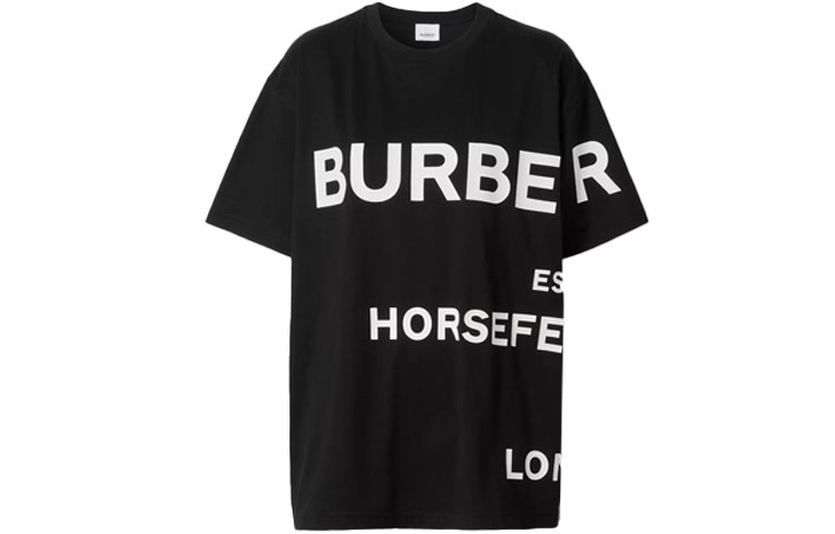 Order Burberry Horseferry Black Oversized T-shirt, Summer Collection 80406941