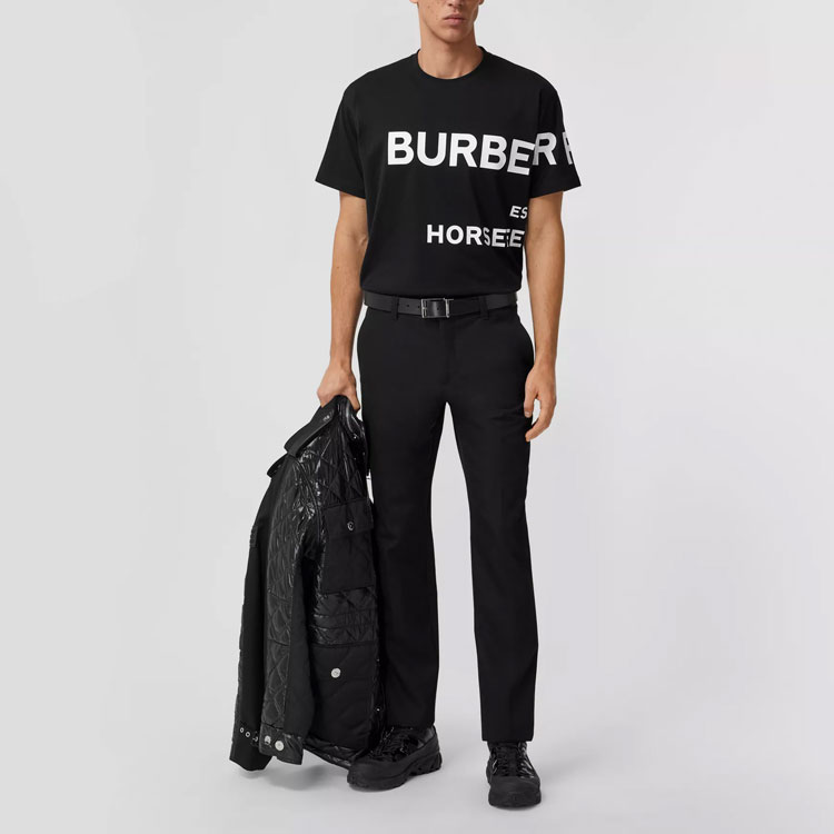 Details for Burberry Horseferry Black Oversized T-shirt, Summer Collection 80406941