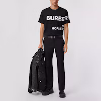 Details for Burberry Horseferry Black Oversized T-shirt, Summer Collection 80406941