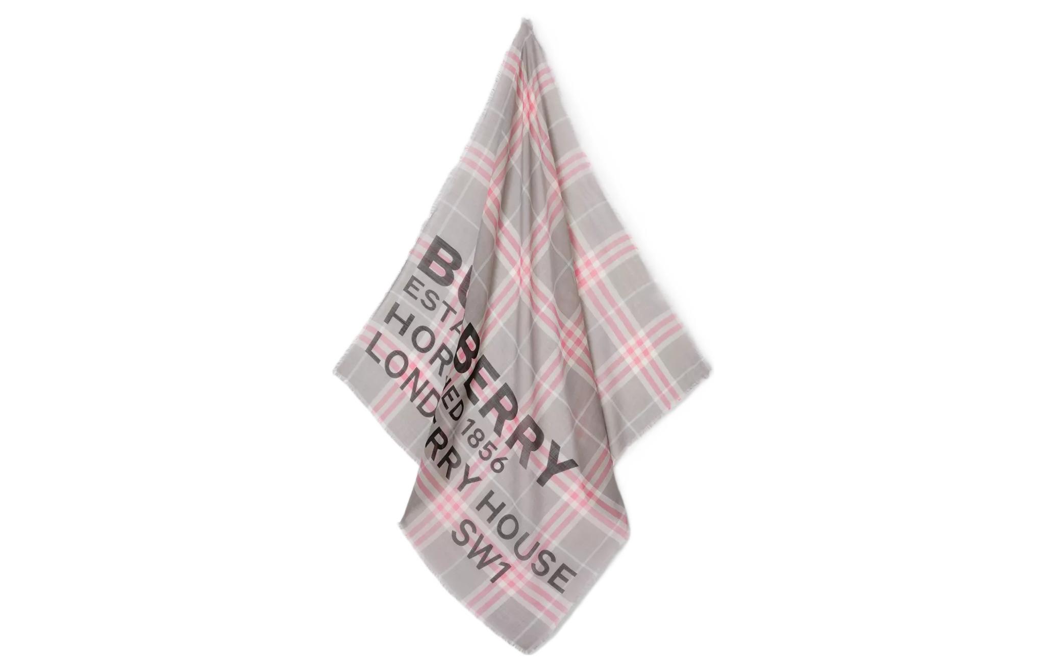Burberry Horseferry Check Print Wool Silk Scarf Light Gray/Light Pink. 80573881 圖 3