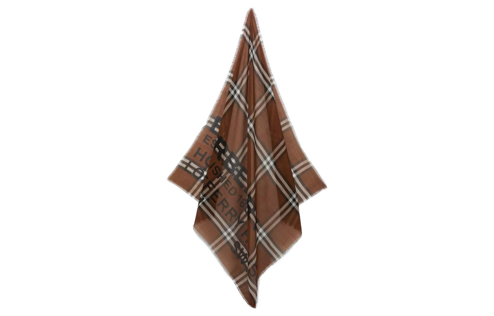 Burberry Horseferry Check Wool-Silk Blend Scarf Dark Birch Brown 80573851 圖 3