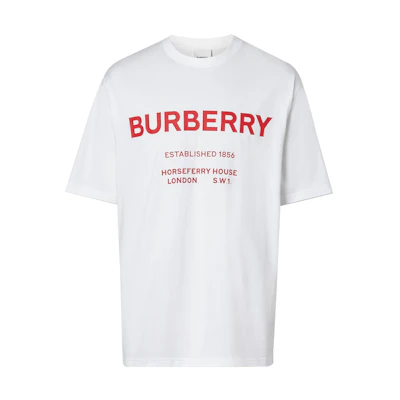 Burberry Horseferry Logo White Unisex Couple's Short Sleeve T-Shirt 80172251