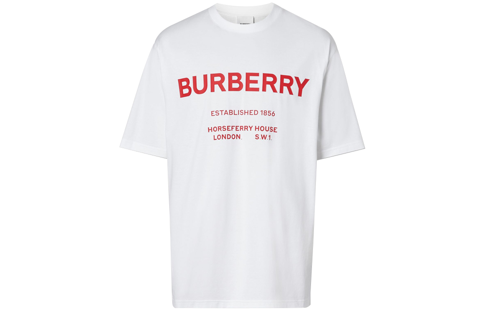 Order Burberry Horseferry Logo White Unisex Couple's Short Sleeve T-Shirt 80172251