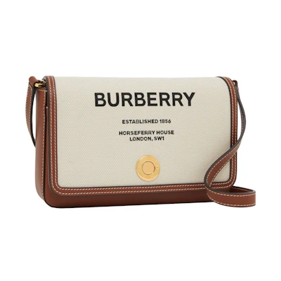 Burberry Horseferry Print Canvas and Leather Note Bag Mini Natural/Tan