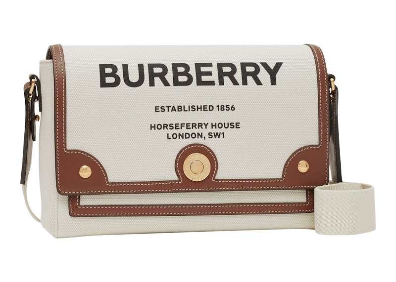Burberry Horseferry Print Canvas Note Crossbody Bag Natural/Tan