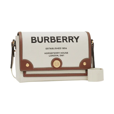 Burberry Horseferry Print Canvas Note Crossbody Bag Natural/Tan