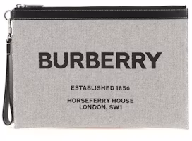 Burberry Horseferry Print Large Pouch Black/Grey Burberry Horseferry Print Large Pouch Black/Grey