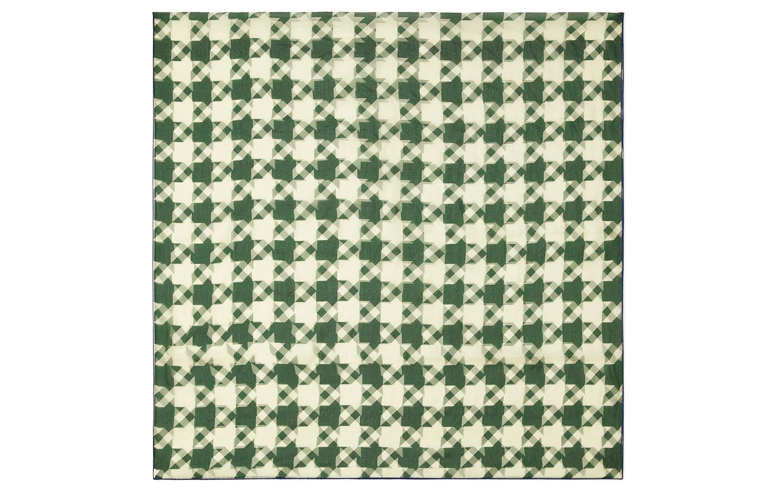 Burberry Houndstooth Print Silk Scarf Green Unisex Couples Style. 80819921