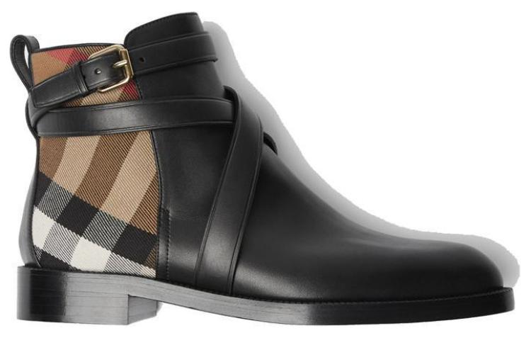 Burberry House Check and Leather Ankle Boots 'Black' 圖 2