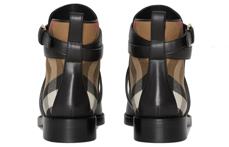 Burberry House Check and Leather Ankle Boots 'Black' 圖 4