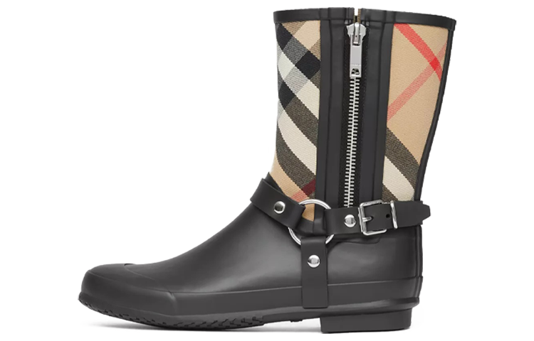 Burberry House Check Rubber Rain Boots 'Black Beige'