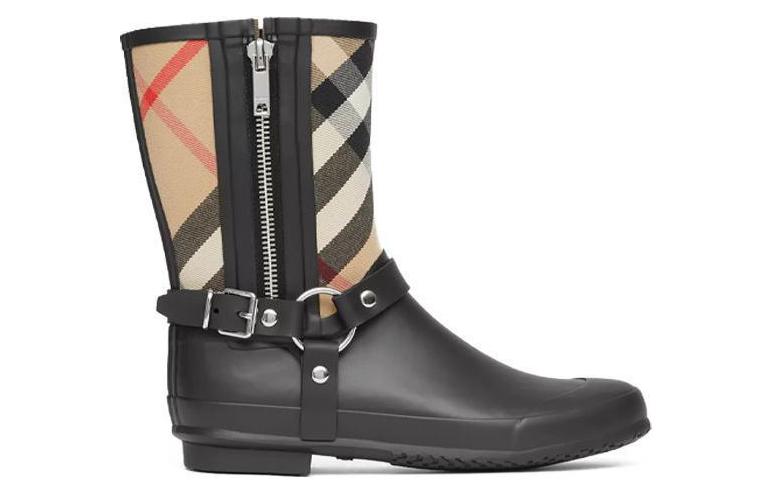 Burberry House Check Rubber Rain Boots 'Black Beige' 圖 2