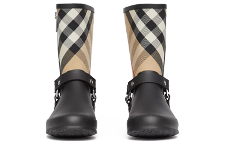 Burberry House Check Rubber Rain Boots 'Black Beige' 圖 3