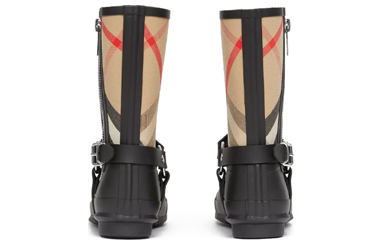 Burberry House Check Rubber Rain Boots 'Black Beige' 圖 4