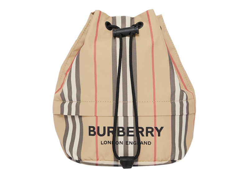 Burberry Icon Stripe Nylon Drawcord Pouch Archive Beige