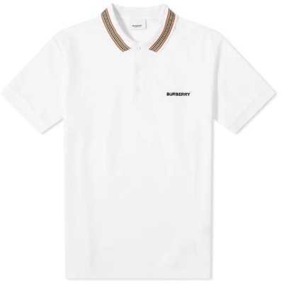 Burberry 經典條紋邊純棉白色Polo衫 80092801 Order Burberry 經典條紋邊純棉白色Polo衫 80092801