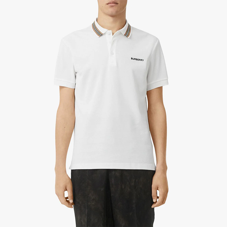 Purchase Burberry 經典條紋邊純棉白色Polo衫 80092801