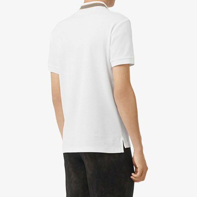 Details for Burberry 經典條紋邊純棉白色Polo衫 80092801