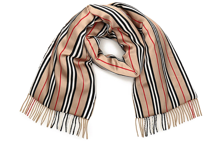 Burberry Iconic Stripe & Check Silk Cashmere Wool Unisex Scarf 80243741 圖 6