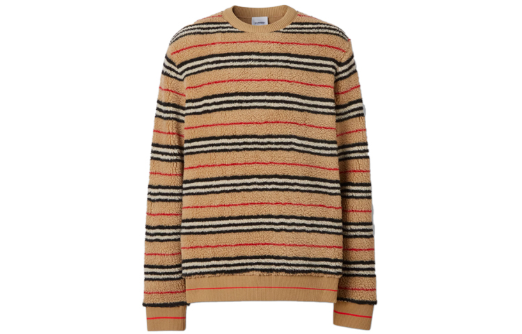 Burberry Iconic Stripe Fleece Pullover Sweatshirt Beige 80222261