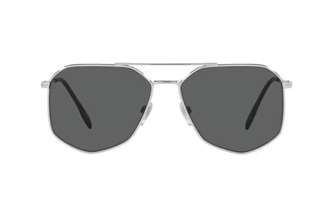 Burberry Irregular Metal Sunglasses with Lettered Temples for Men - Silver. BE3139100587 圖 3
