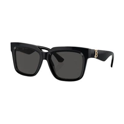 Burberry Irregular Shaped Sunglasses Black Unisex Couple Style with Logo Temples. OBE4419F-300187