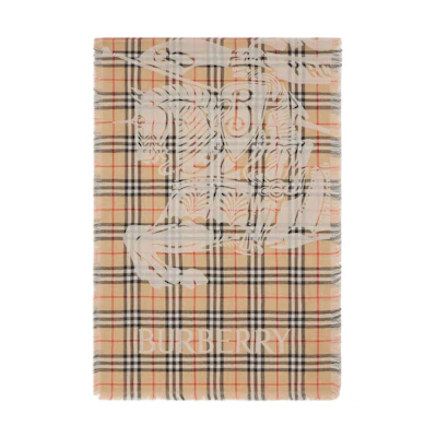 Burberry Jacquard Design Wool Knit Scarf Unisex Couple Style in Beige. 81059131