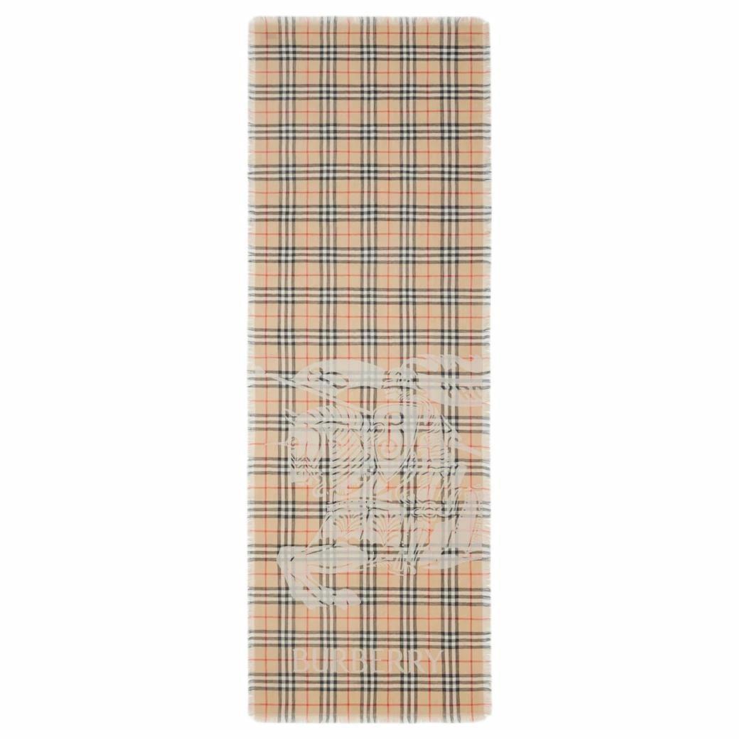 Burberry Jacquard Design Wool Knit Scarf Unisex Couple Style in Beige. 81059131 圖 3