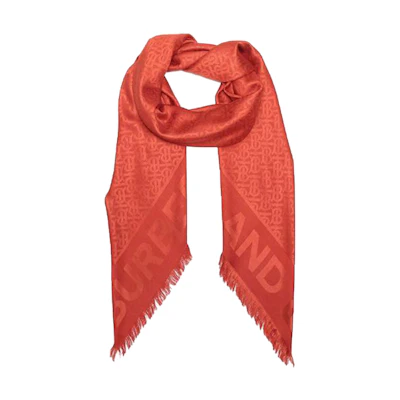 Burberry Jacquard Wool-Silk Blend Large Square Scarf Red. 80113441