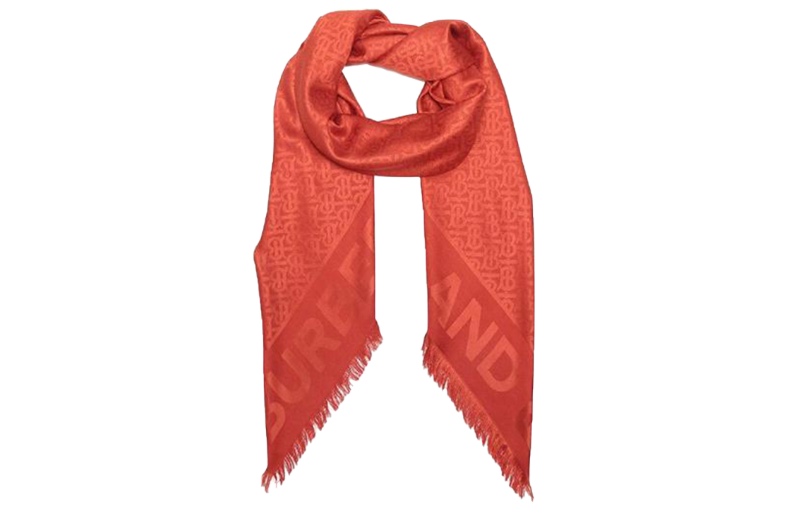 Burberry Jacquard Wool-Silk Blend Large Square Scarf Red. 80113441 圖 2