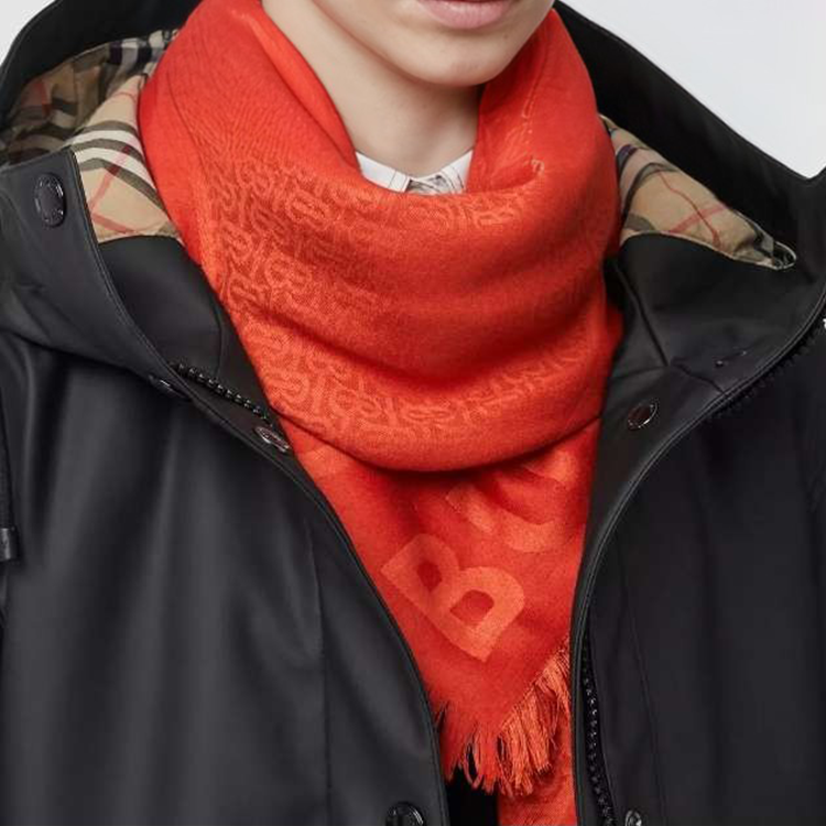 Burberry Jacquard Wool-Silk Blend Large Square Scarf Red. 80113441 圖 5